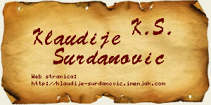 Klaudije Surdanović vizit kartica
